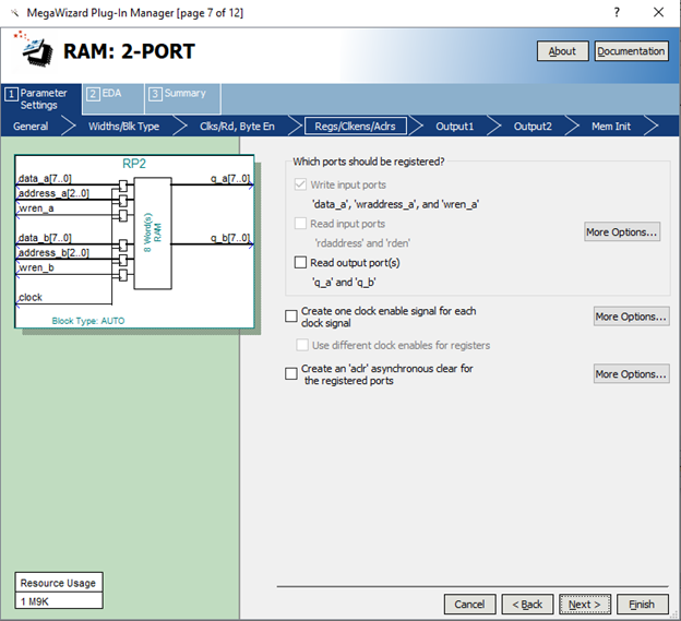 Рис.23 Окно 7 менеджера мегафункций и его заполнение для рассматриваемого примера